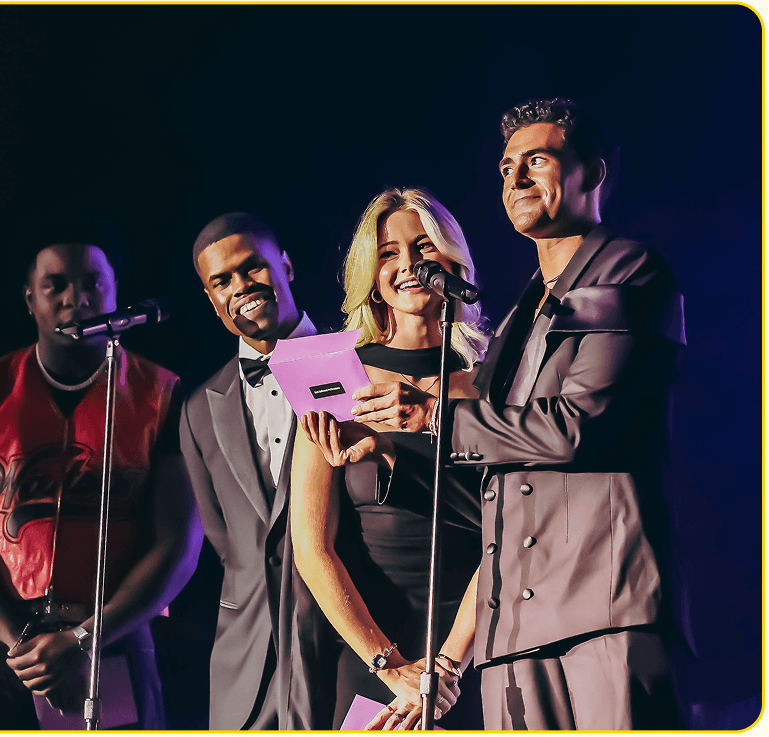 Hosts presenting on the Gala stage